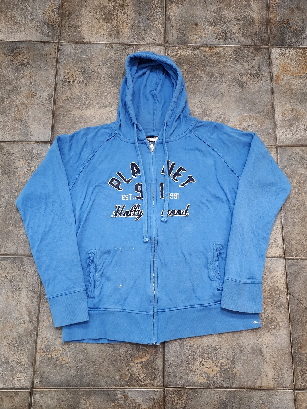 Vintage Y2K Planet Hollywood Women's XL Full Zip Embroidered Hoodie Sweatshirt